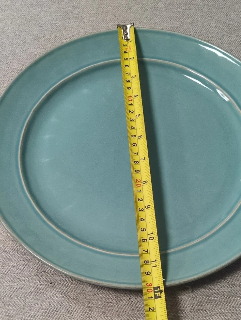 Pottery Barn Portugal Cambria Aqua-Blue Glazed Ceramic Dinner Plate Set Of 2